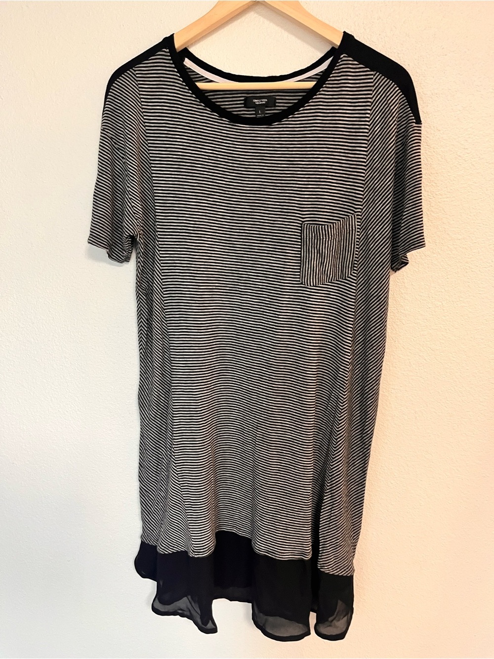 Simply Vera Vera Wang Black and White Striped Short-Sleeve Tee